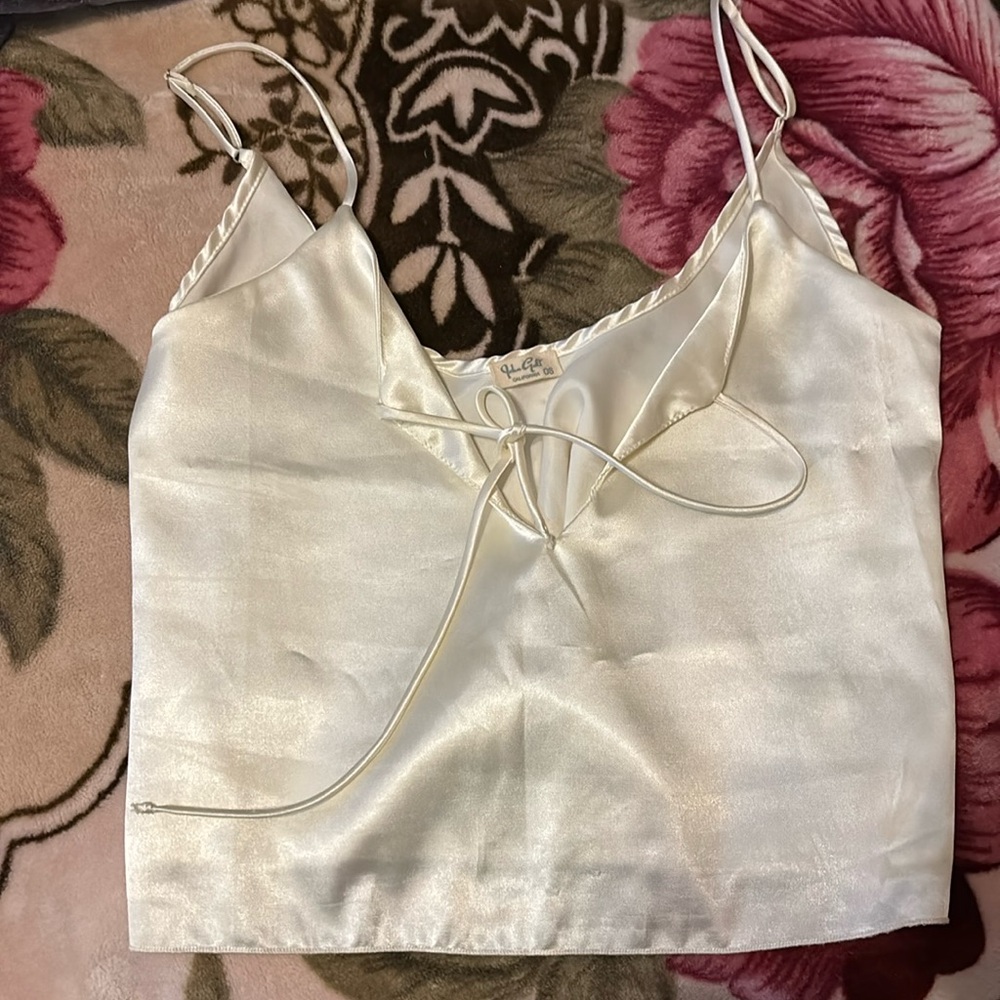 Champagne satin slip tank